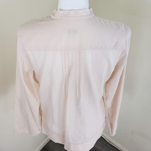 J.Jill Pleated Sheer Pintuck Top Blush Pink Small - Picture 8 of 9
